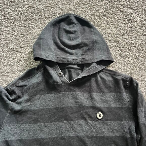 Vuori Clark Hoodie Black Grey Striped Sweatshirt Pullover Men’s Sz Medium - Picture 2 of 6